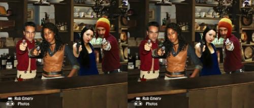 Mal, Zoe, River & Jayne with guns drawn
